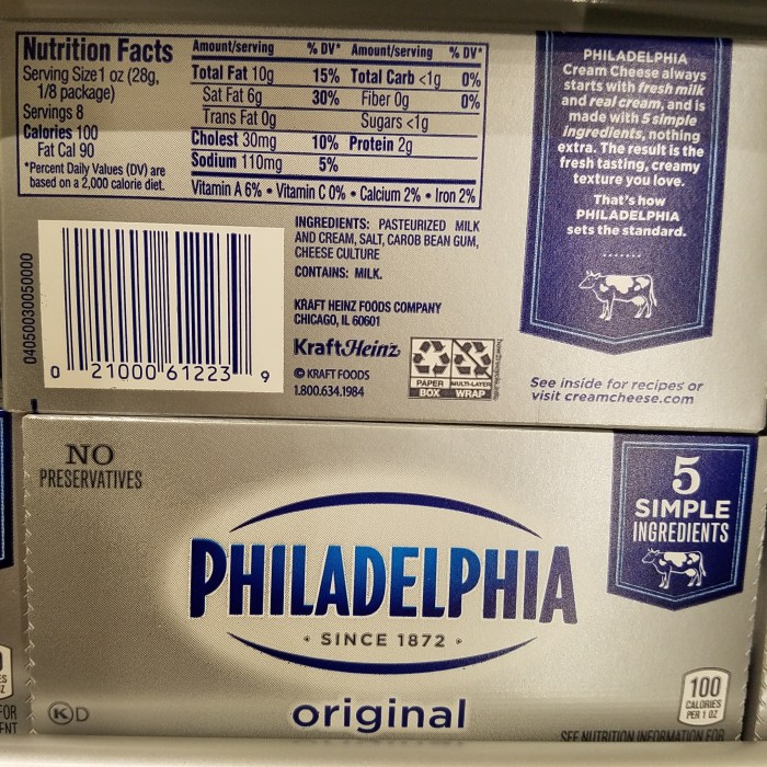 Philadelphia cream cheese nutrition