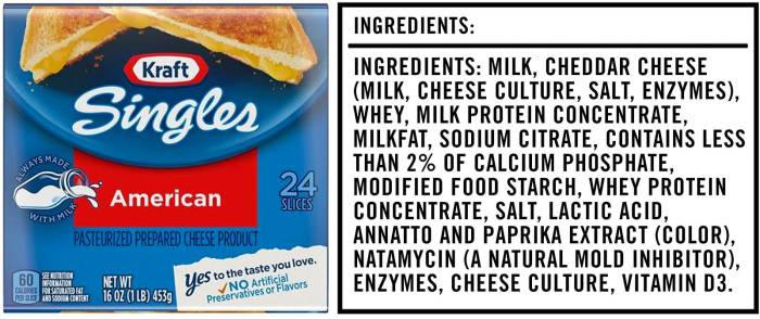 One slice american cheese nutrition