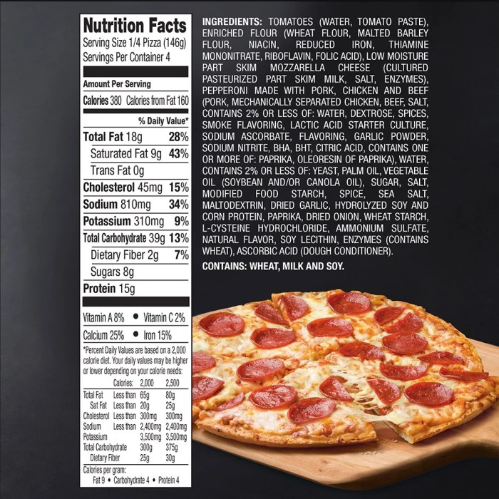 Red baron cheese pizza nutrition