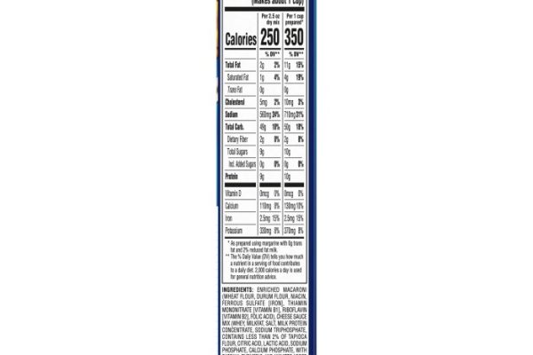 Kraft mac n cheese nutrition label