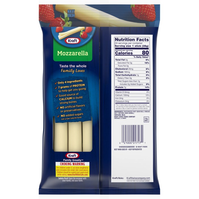 Kraft mozzarella string cheese nutrition