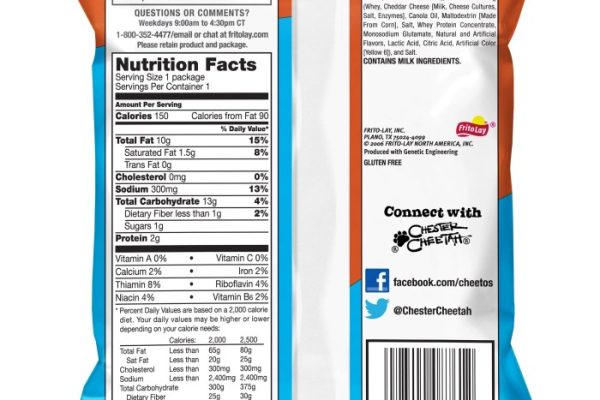 Cheese puffs nutrition information