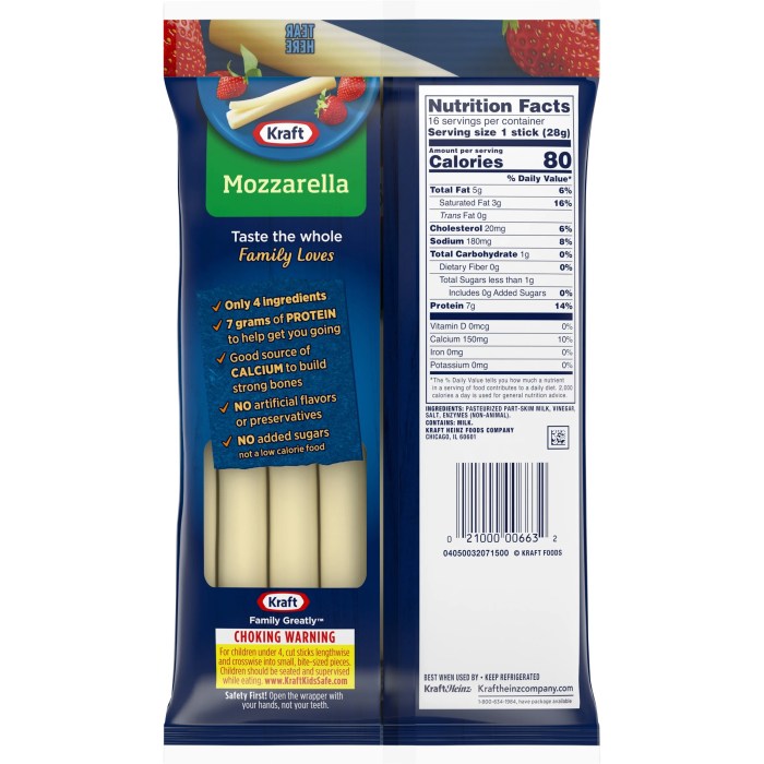 Kraft mozzarella string cheese nutrition