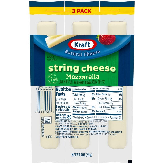 Cheese string mozzarella nutrition facts fat low kraft value sticks great