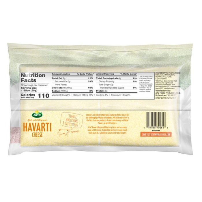 Havarti cheese nutrition data