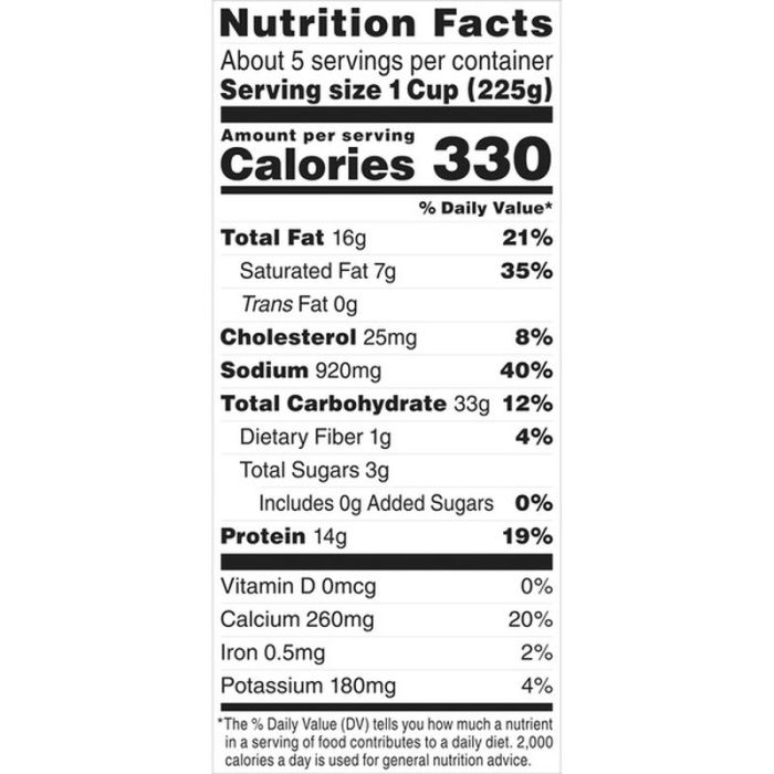 Stouffer's macaroni and cheese nutrition