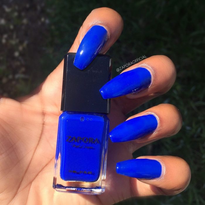 Blue black nail polish